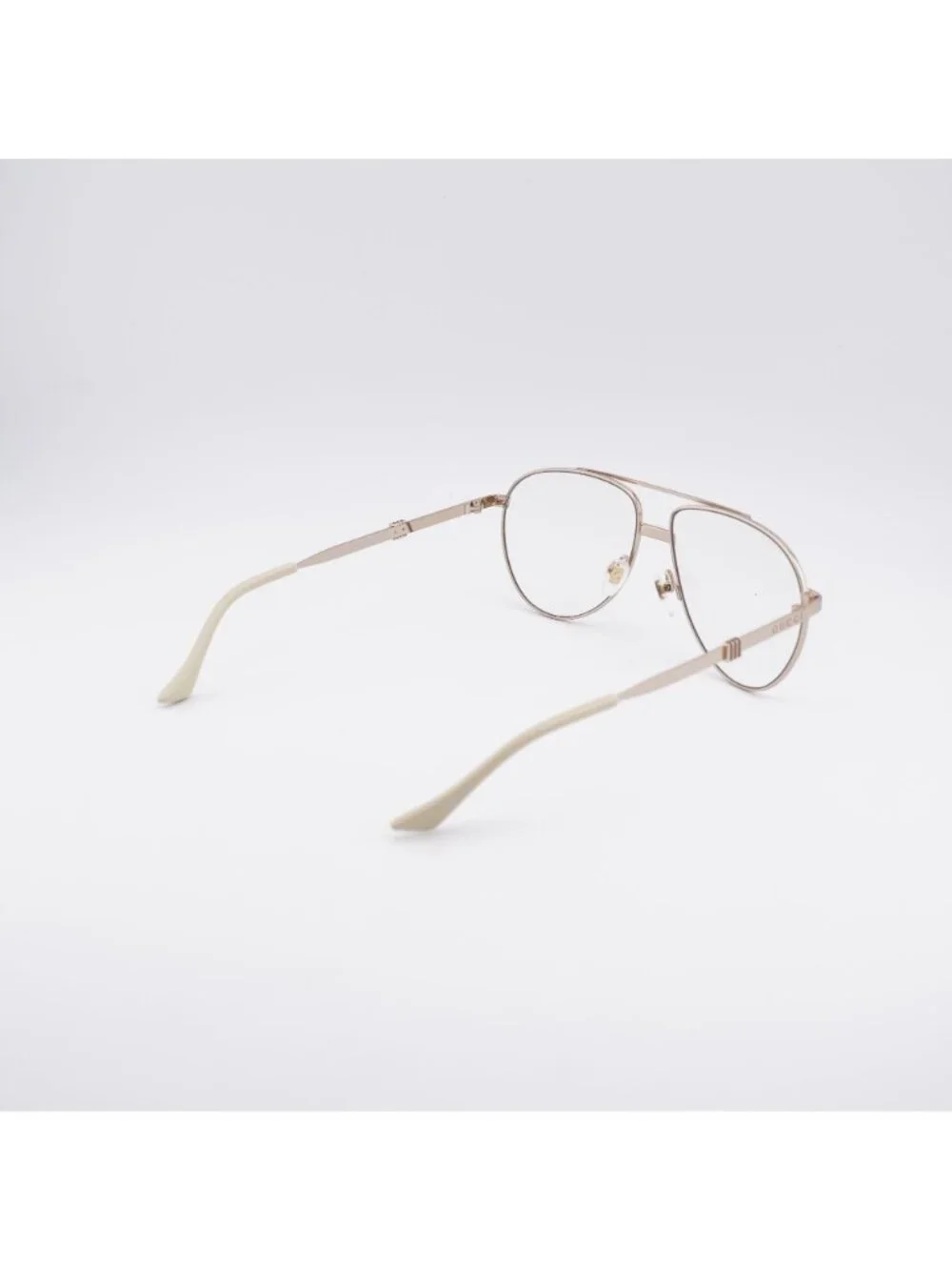 Gucci GG1440S 005 Sunglasses Gold Aviator Frame, Clear Lenses